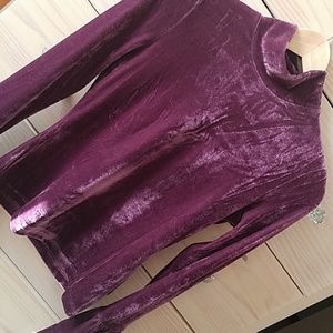 Re:named Purple VELVET bell sleeve mockneck top